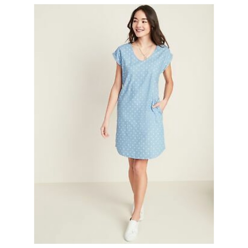 V-Neck Button-Back Shift Dress for Women Old Navy